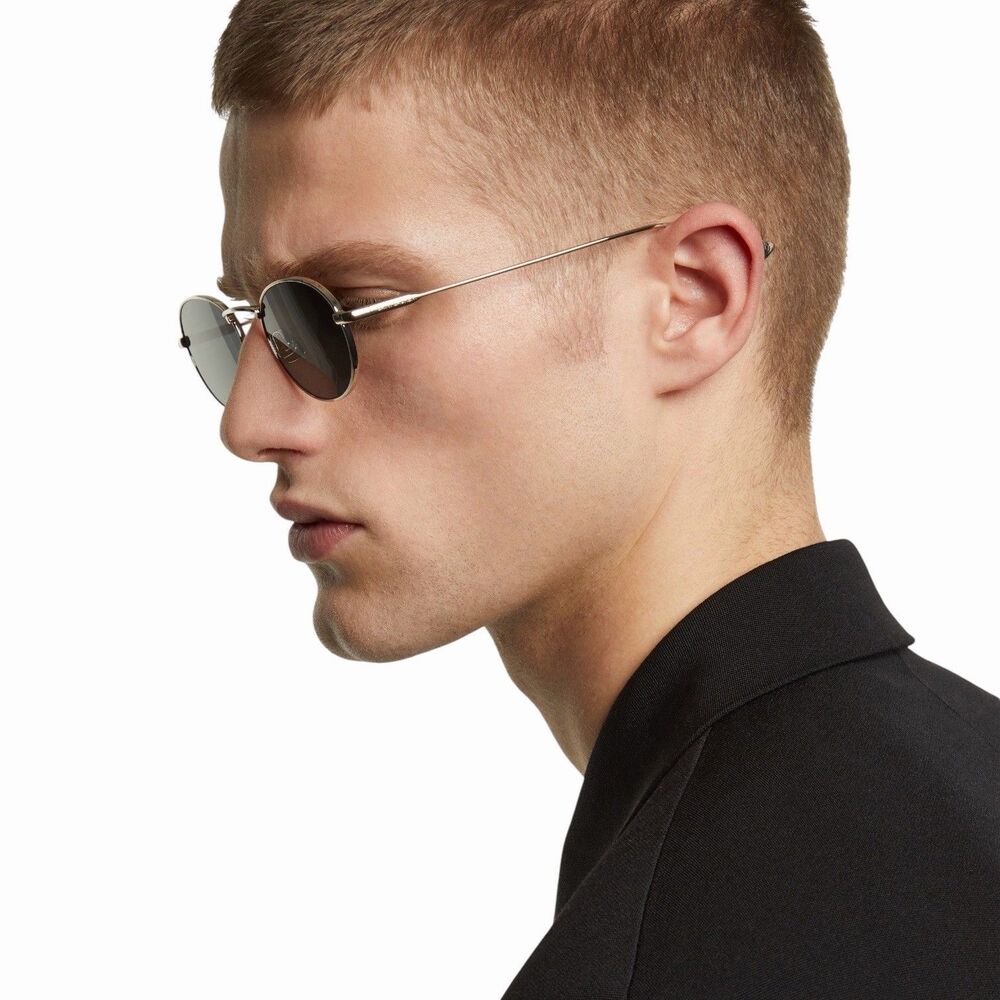 Saint Laurent SL 799 Men's Sunglasses Black Round Metal 52mm Made Italy Case YSL